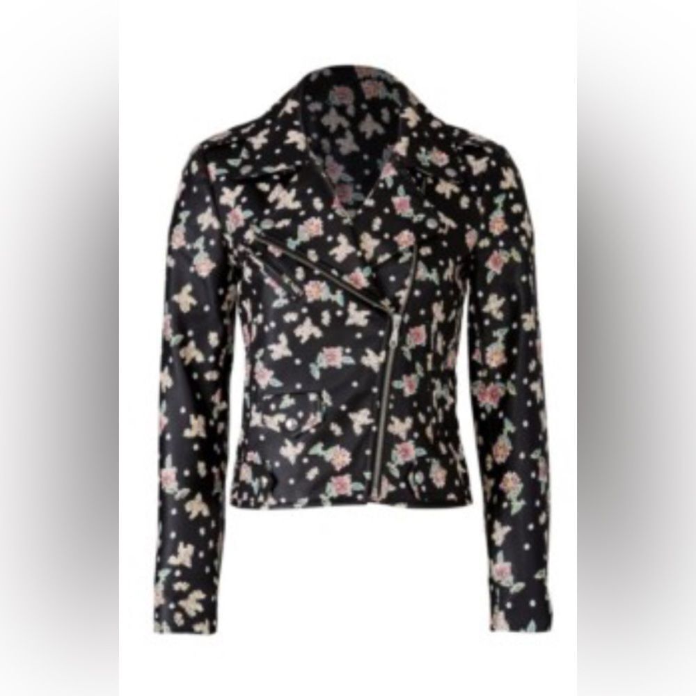 Rebecca Minkoff Floral Leather Moto Jacket Size Large